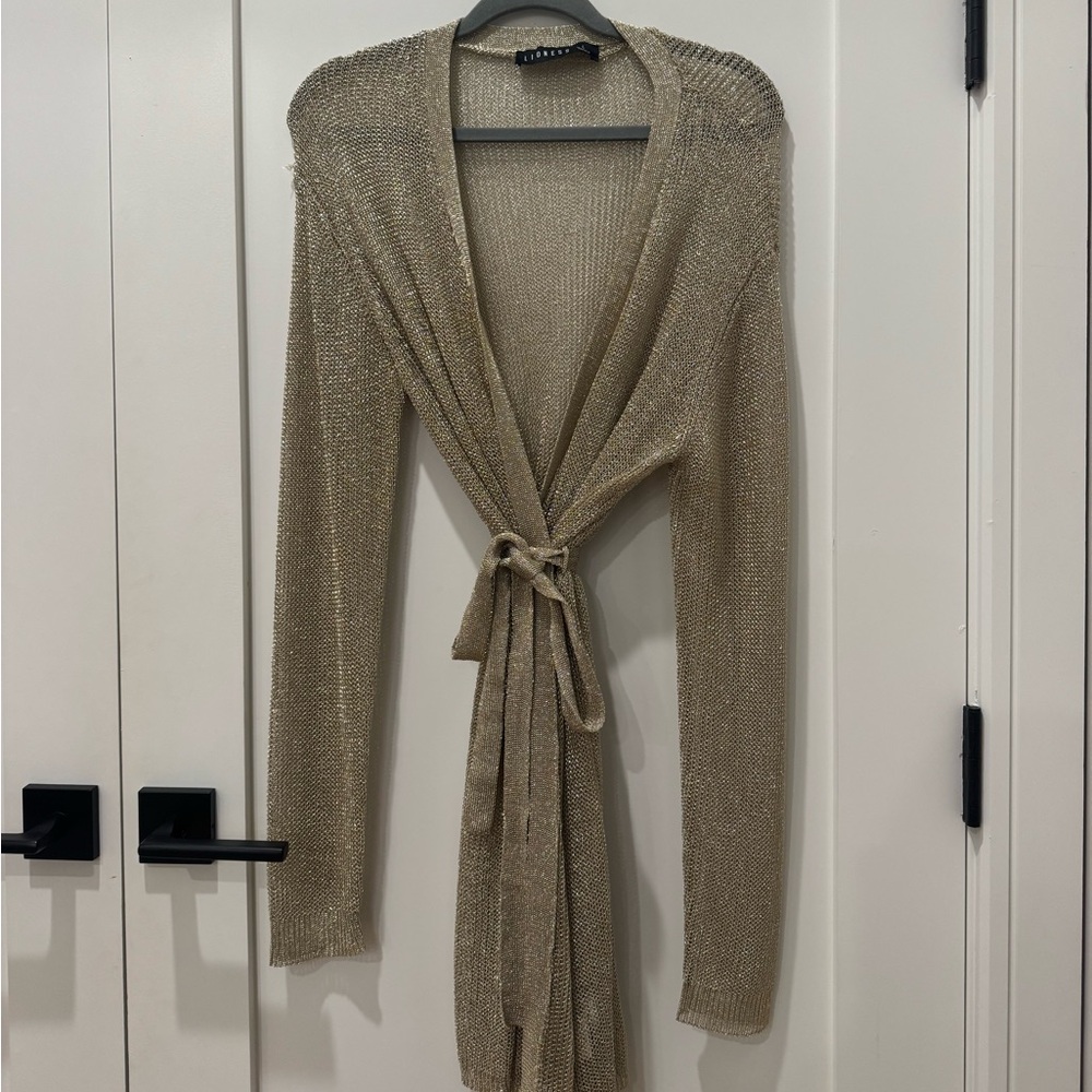 Princess Polly Lioness Gold Mesh Wrap Dress